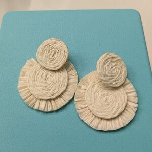 Elegant Cream Woven Earrings
